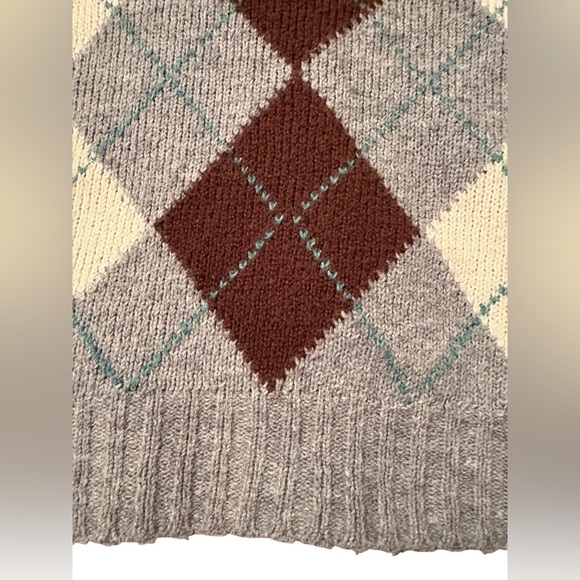 American Eagle Outfitters Gray and Brown Argyle Crop Cardigan Size Medium - Picture 5 of 6